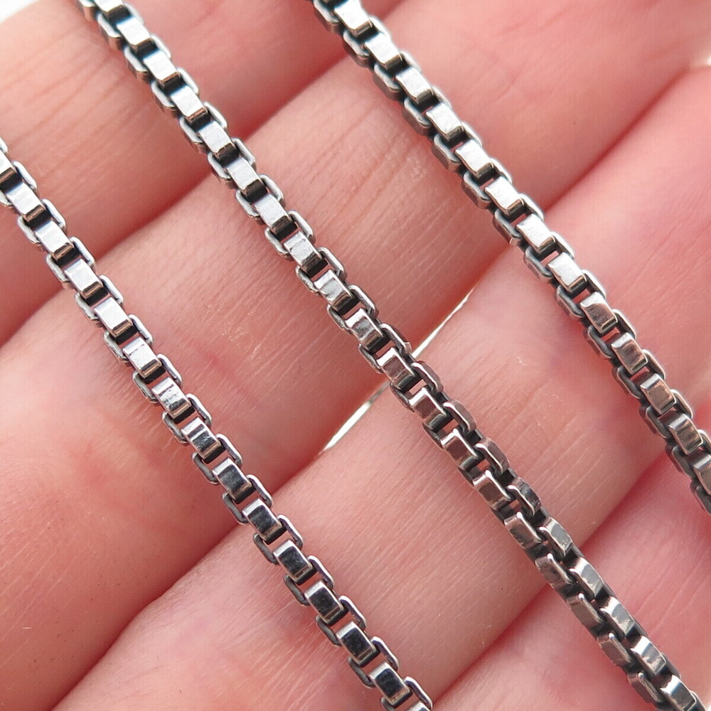 925 Sterling Silver Vintage Italy Box Chain Necklace 18"